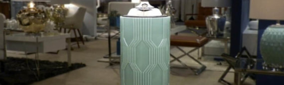 Lampara Mesa Cristal Azul-Turquesa Con Pantalla