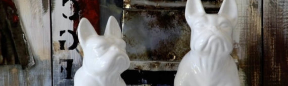 Perro Cerámica Blanco Peq.